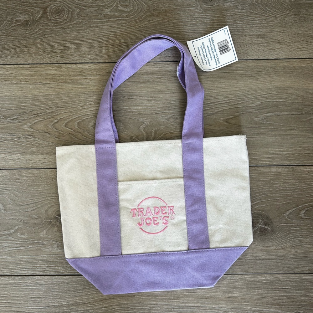 Trader Joe's Lavender and Cream Tote Bag